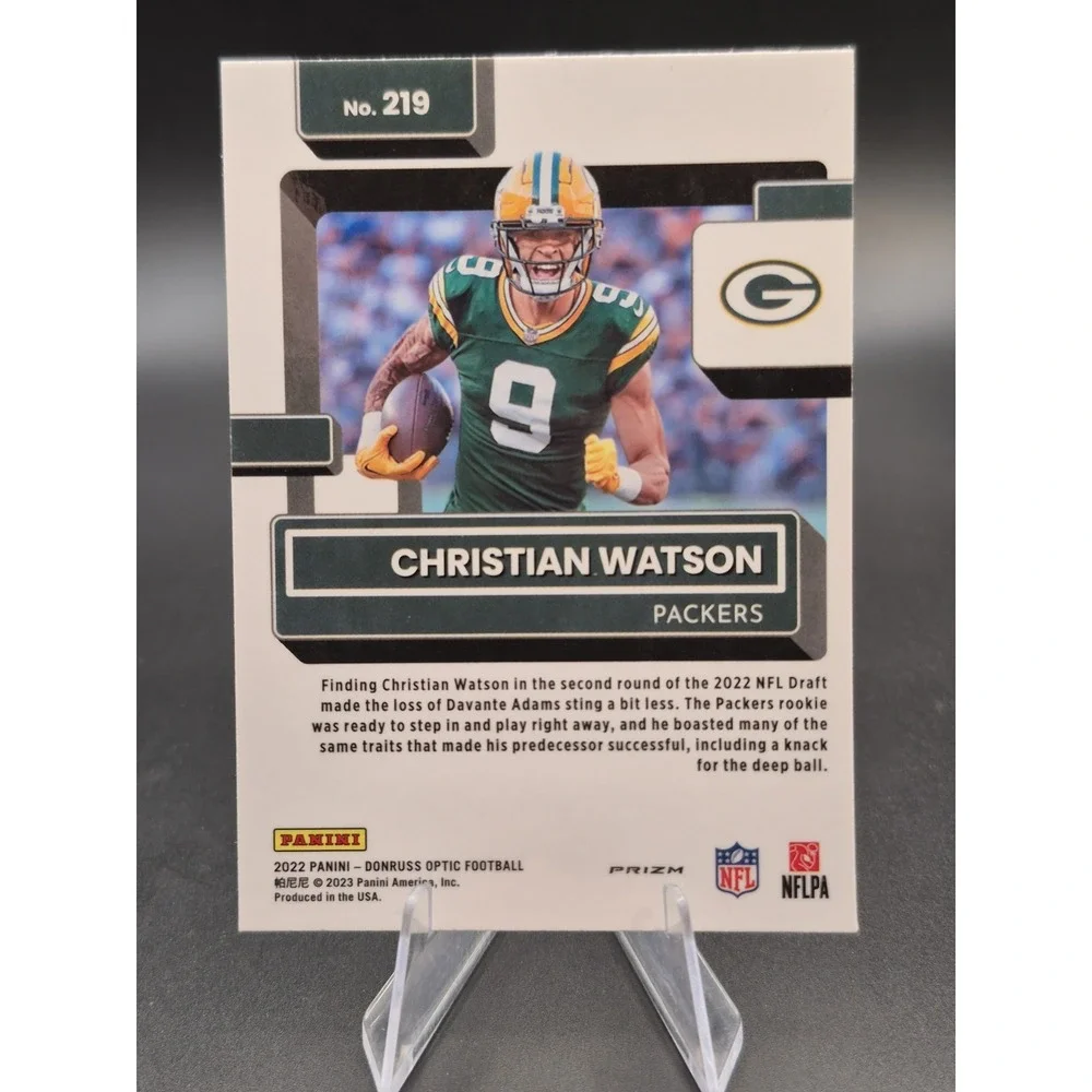 2022 Donruss Optic Christian Watson #219 Pink Prizm Rated Rookie (RC) Packers